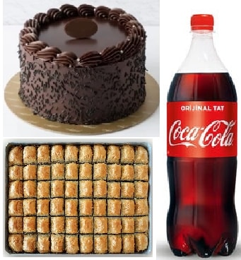 Çikolatalı Yaş Pasta 1 kg Cevizli Baklava ve 1 Litre Cola Menüsü
