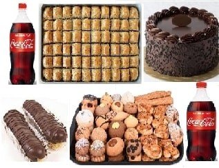 Kalabalık Sofralar İçin Özel Tatlı Seti Baklava Pasta ve İçecek